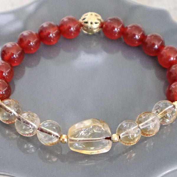 Carnelian and Citrine Manifest Bracelet for Prosperity Health Wealth, Self confidence, intuition