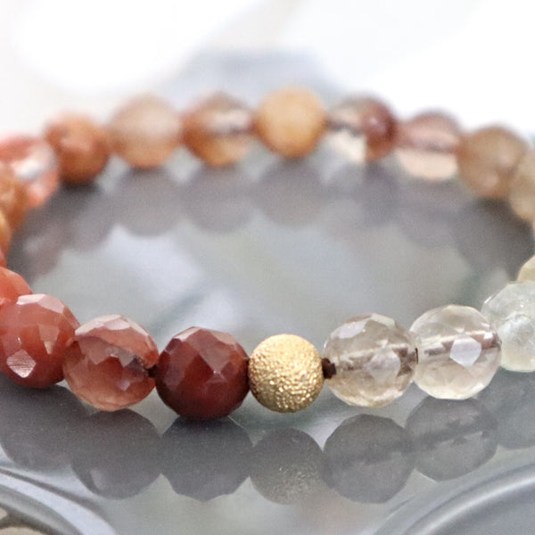 Ombre Red Copper Rutilated Quartz, Emotional Healing and Protection Bracelet, Hematoid Quartz Bracelet, Fire Quartz Bracelet