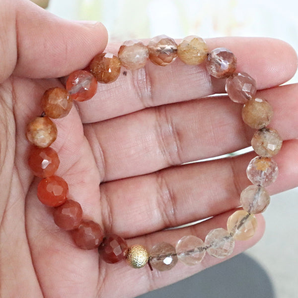 Ombre Red Copper Rutilated Quartz, Emotional Healing and Protection Bracelet, Hematoid Quartz Bracelet, Fire Quartz Bracelet