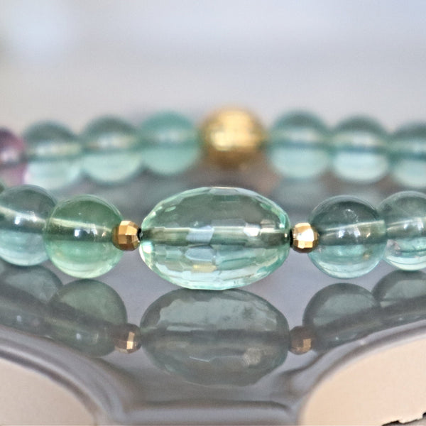 Crystal Love Relationship Protection Bracelet, AAAA+ Stunning Multicolor Fluorite Bracelet Green Purple and Yellow Fluorite