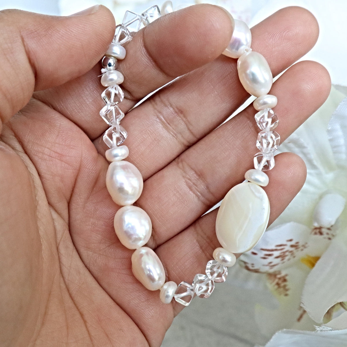 Pearl and Crystal Quartz Bracelet