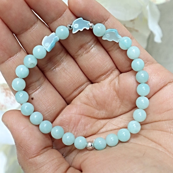 Dolphin Amazonite Bracelet, Harmony and Peace Bracelet, Soothing and Calming Bracelet