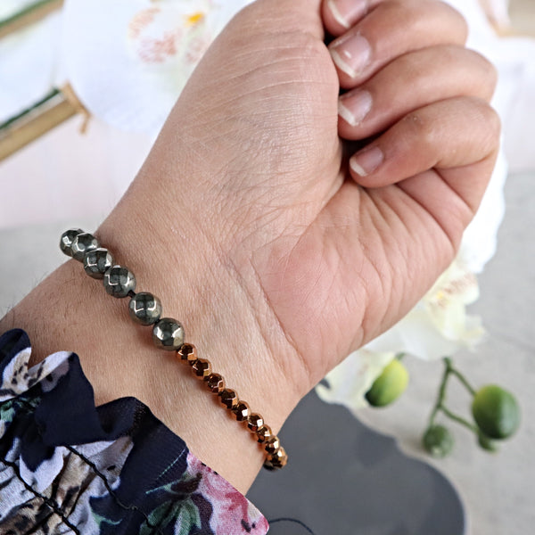 Pyrite Hematite Copper Hematite Bracelet, Protection from Negative Energies Bracelet