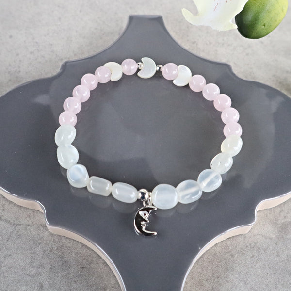 Feminine Moon Energy Bracelet, Compassion Gift, Empathy Gift, Inner Healing, New Beginnings Stretch Bracelet, Emotional Healing