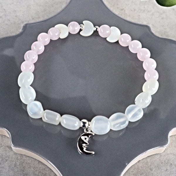 Feminine Moon Energy Bracelet, Compassion Gift, Empathy Gift, Inner Healing, New Beginnings Stretch Bracelet, Emotional Healing