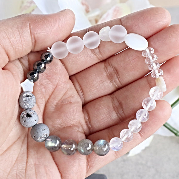 Moonstone Celestial Bracelet, Full Moon Cycle Bracelet, Moon Jewelry For Women, Moonstone Labradorite Bracelet, Emotional Healing