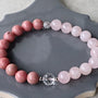Rose Quartz and Rhodonite Beaded Bracelet, Self Care Crystal Gift Bracelet, Anxiety & Stress Relief Bracelet