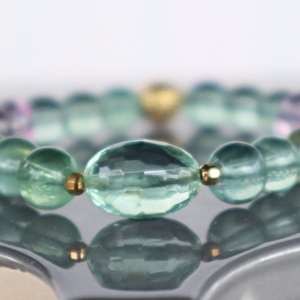 Crystal Love Relationship Protection Bracelet, AAAA+ Stunning Multicolor Fluorite Bracelet Green Purple and Yellow Fluorite
