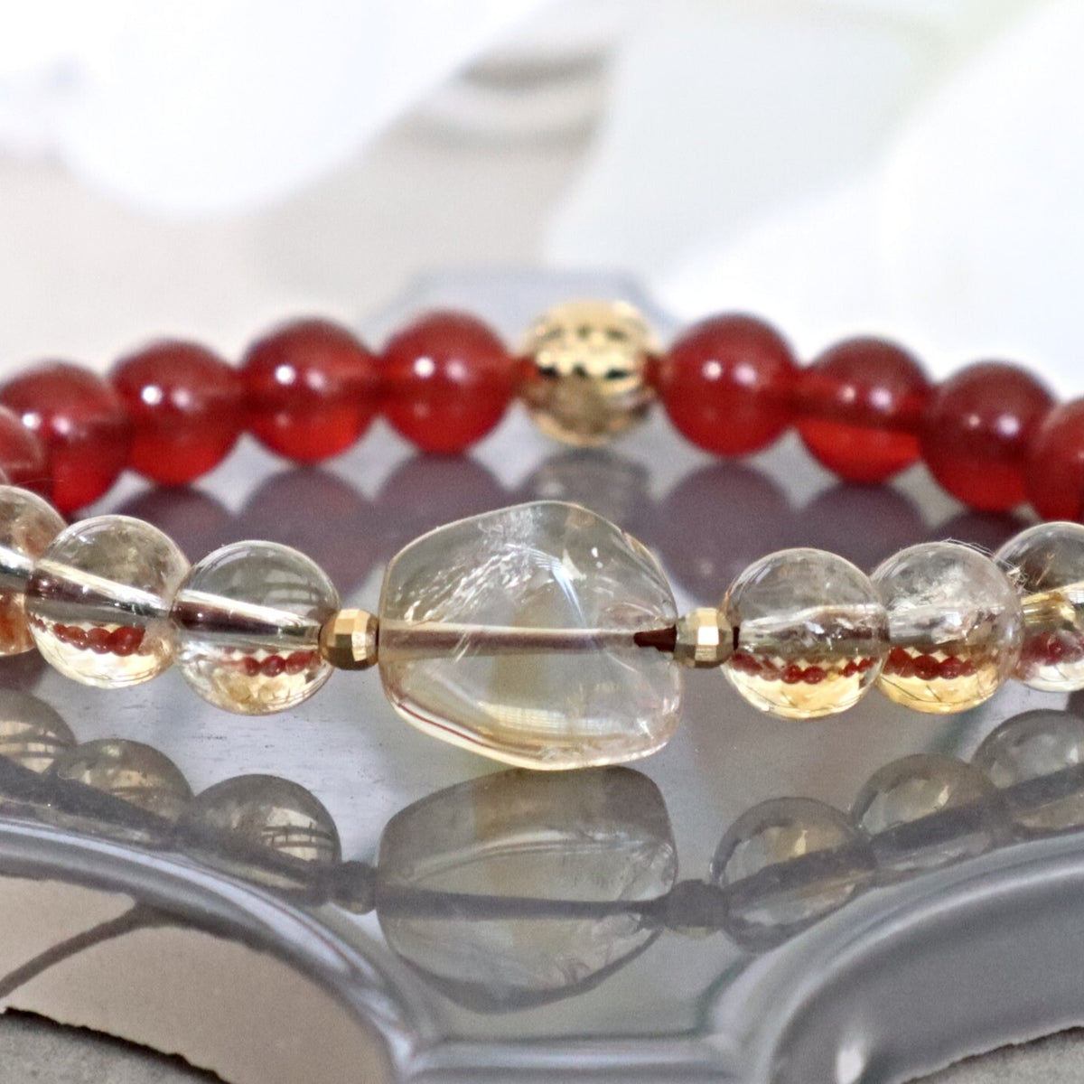 Carnelian and Citrine Manifest Bracelet for Prosperity Health Wealth, Self confidence, intuition