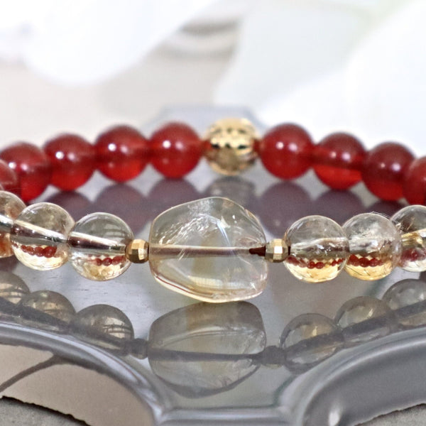 Carnelian and Citrine Manifest Bracelet for Prosperity Health Wealth, Self confidence, intuition