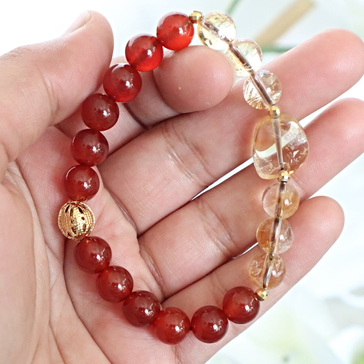 Carnelian and Citrine Manifest Bracelet for Prosperity Health Wealth, Self confidence, intuition