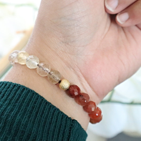 Ombre Red Copper Rutilated Quartz, Emotional Healing and Protection Bracelet, Hematoid Quartz Bracelet, Fire Quartz Bracelet