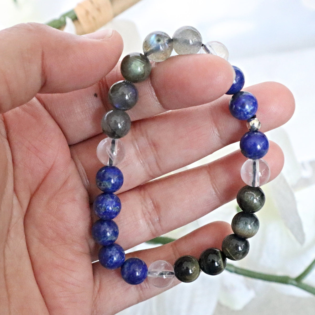 Empath Protection Healing Crystal Bead Bracelet, Negative Energy Protection Bracelet