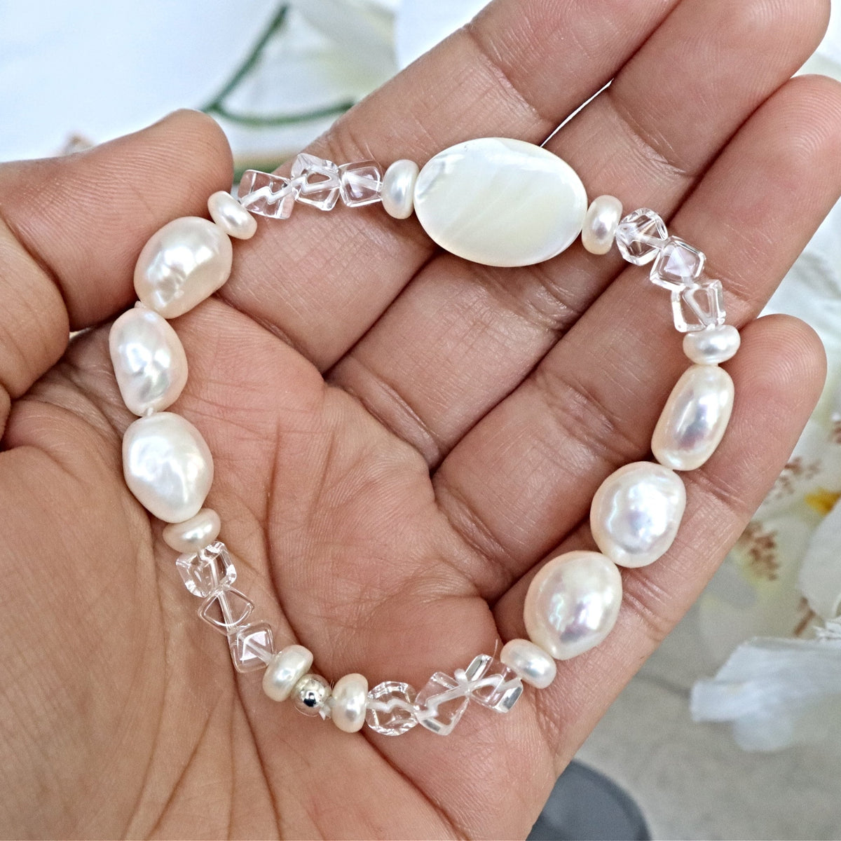 Pearl and Crystal Quartz Bracelet