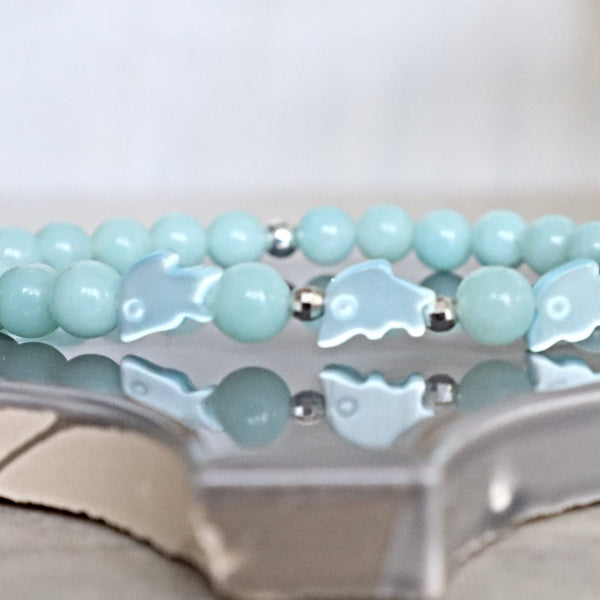 Dolphin Amazonite Bracelet, Harmony and Peace Bracelet, Soothing and Calming Bracelet
