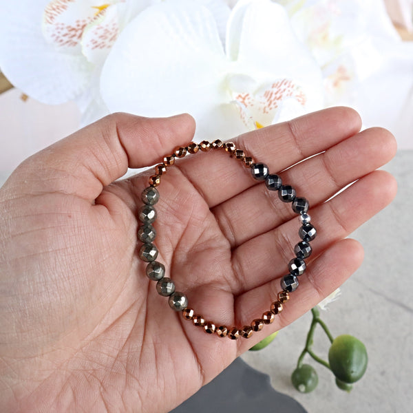 Pyrite Hematite Copper Hematite Bracelet, Protection from Negative Energies Bracelet