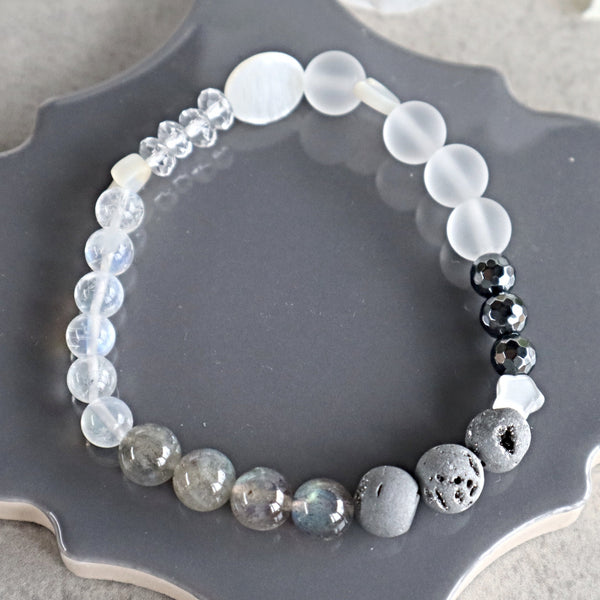 Moonstone Celestial Bracelet, Full Moon Cycle Bracelet, Moon Jewelry For Women, Moonstone Labradorite Bracelet, Emotional Healing