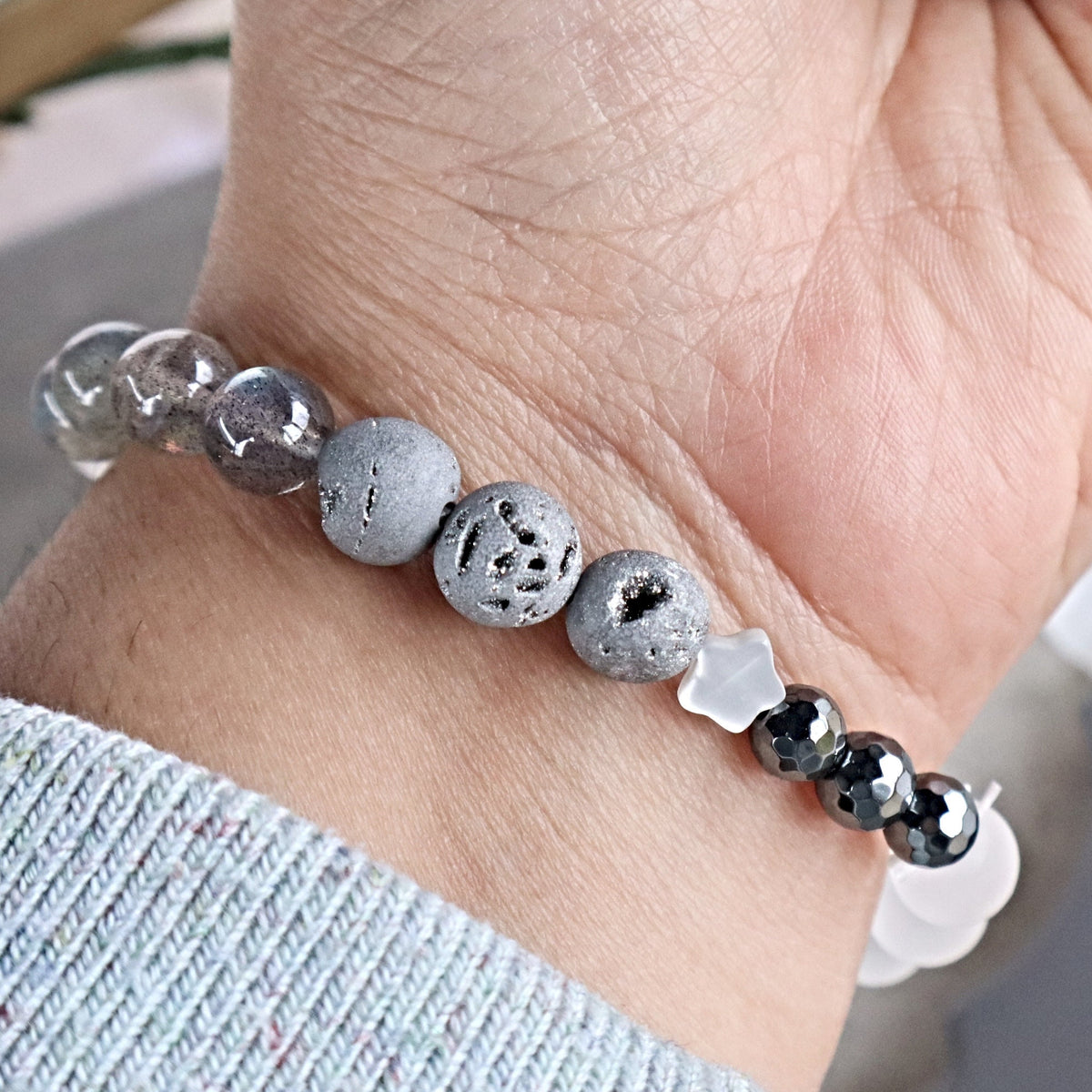 Moonstone Celestial Bracelet, Full Moon Cycle Bracelet, Moon Jewelry For Women, Moonstone Labradorite Bracelet, Emotional Healing