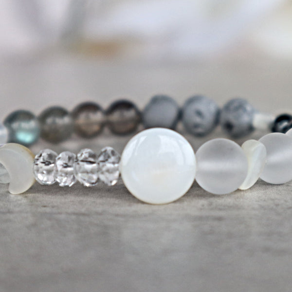 Moonstone Celestial Bracelet, Full Moon Cycle Bracelet, Moon Jewelry For Women, Moonstone Labradorite Bracelet, Emotional Healing