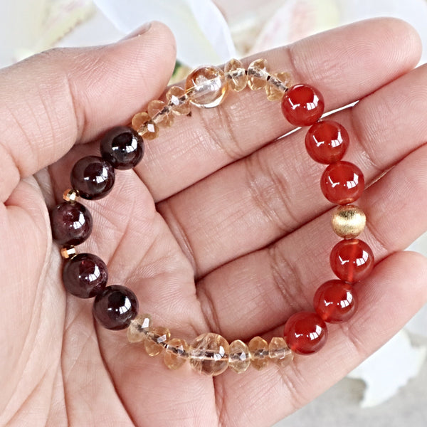 Love Attraction Bracelet, Garnet Citrine Carnelian and Yellow Fluorite Bracelet, Manifest Couples Love Bracelet, Relationship
