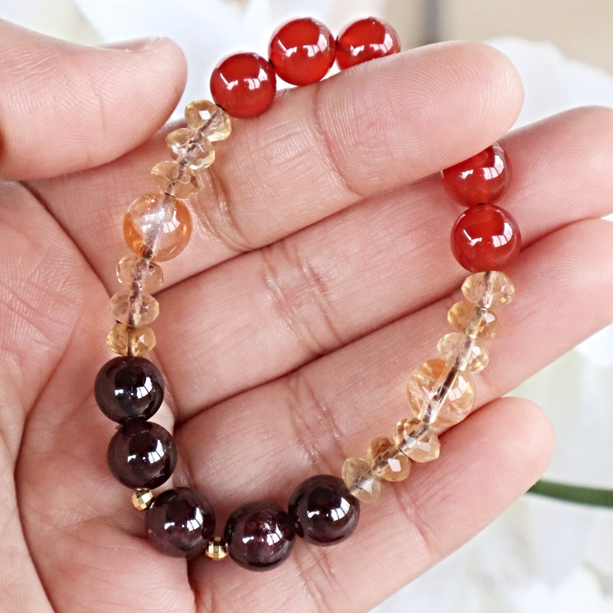 Love Attraction Bracelet, Garnet Citrine Carnelian and Yellow Fluorite Bracelet, Manifest Couples Love Bracelet, Relationship