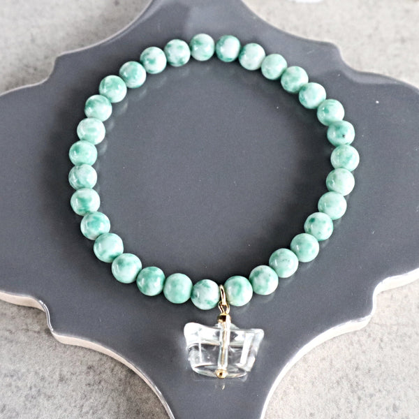Yuan Bao 元宝 Money Crystal Bracelet Jade for attract Wealth Abundance Prosperity, AAAA+ Real Clear Quartz Jade attract money Bracelet Gift