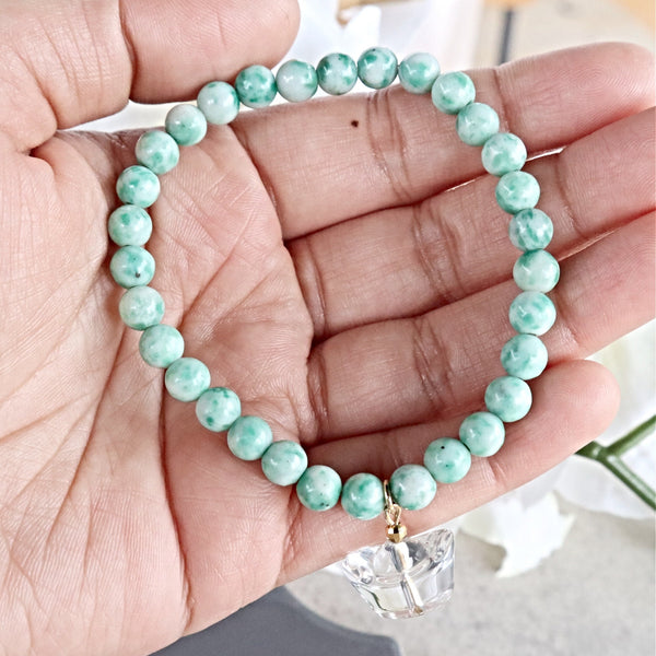 Yuan Bao 元宝 Money Crystal Bracelet Jade for attract Wealth Abundance Prosperity, AAAA+ Real Clear Quartz Jade attract money Bracelet Gift