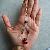 Red Jasper Magatama Phone and Car Charm with Green Malachite, Red Carnelian