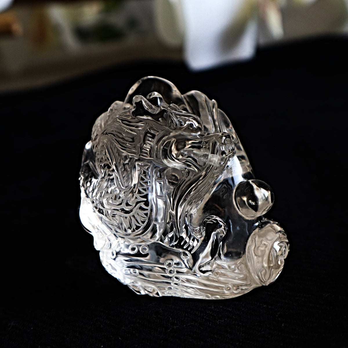 Rare Dragon Carving Clear Quartz Hand Carved, AAAA Grade 100% clear no inclusion Natural Real Quartz, Feng Shui Dragon Decor Gifts DG 2