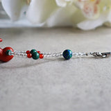 Red Jasper Magatama Phone and Car Charm with Green Malachite, Red Carnelian