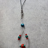 Red Jasper Magatama Phone and Car Charm with Green Malachite, Red Carnelian