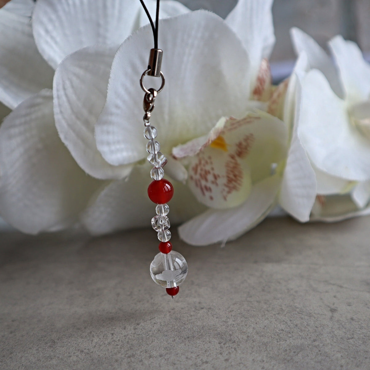 Crystal Dragon Charm for Car and Phone with Red Carnelian