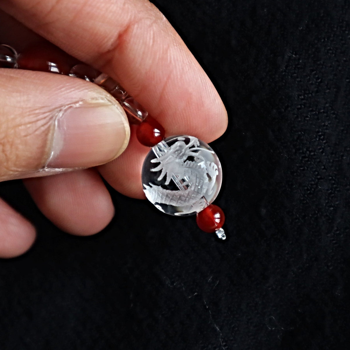 Crystal Dragon Charm for Car and Phone with Red Carnelian
