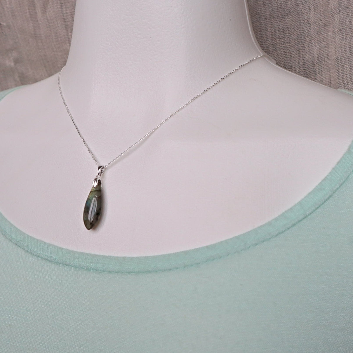 Labradorite Pendant Necklace Sterling Silver