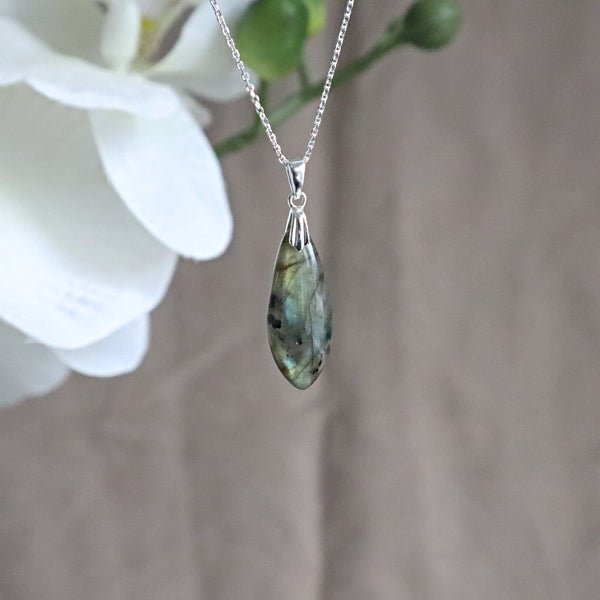 Labradorite Pendant Necklace Sterling Silver