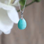 High Grade Peru Amazonite Pendant Necklace Sterling Silver Jewelry for Women