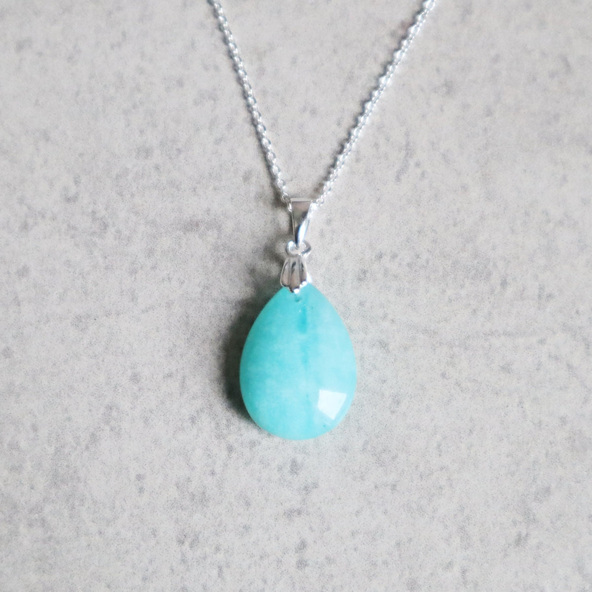 High Grade Peru Amazonite Pendant Necklace Sterling Silver Jewelry for Women