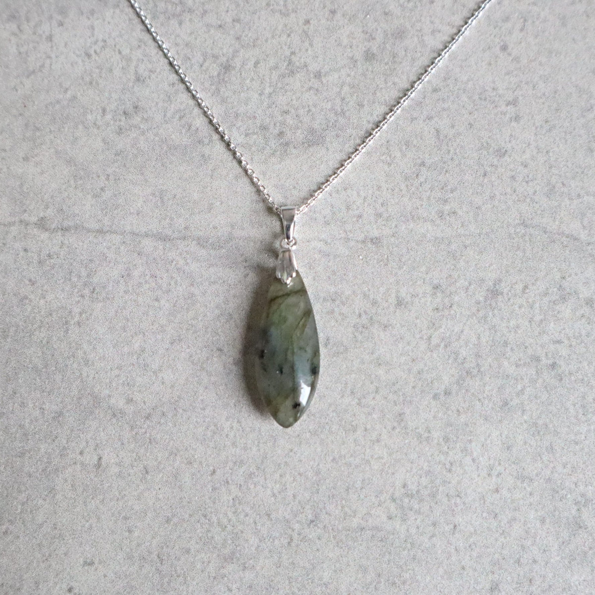 Labradorite Pendant Necklace Sterling Silver