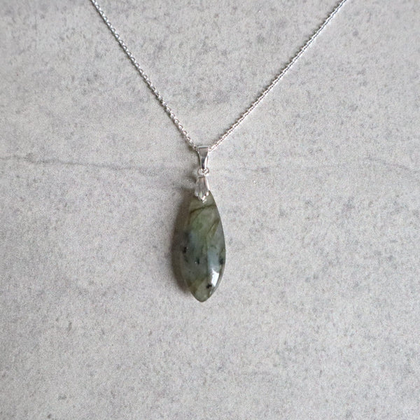 Labradorite Pendant Necklace Sterling Silver